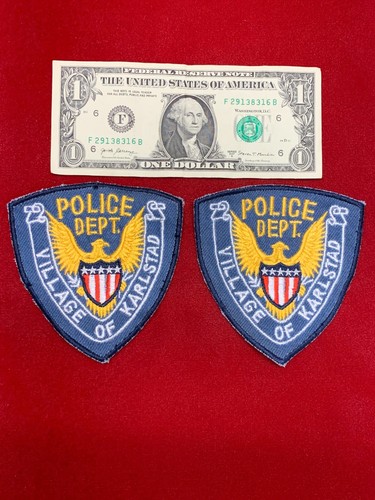 Vintage "Village of Karlstad MN. Police Dept. Patches" Un-sewn, (Set of 2)
