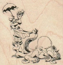 Sepiatone Suntan Ad by Brian Kesinger 3 1/4 x 3 1/4" Rubber Stamp, Steampunk