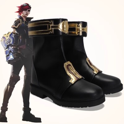 League of Legends Arcane2 The Piltover Enforcer Vi Black Shoes Cosplay Boots