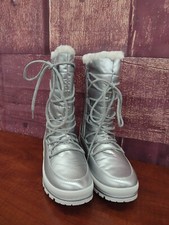 Heawish Women's Silver Winter Snow Boots Faux Fur Lining Size 6