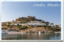 RHODES, LINDOS, GREEK ISLANDS, GREECE FRIDGE MAGNET 1