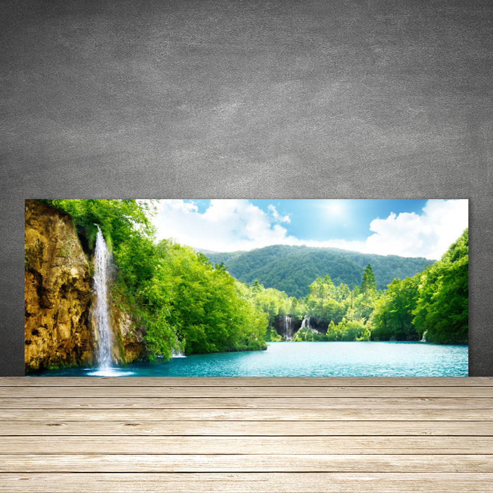 Crédence de cuisine en verre 125x50 cm panorama forêt de montagne