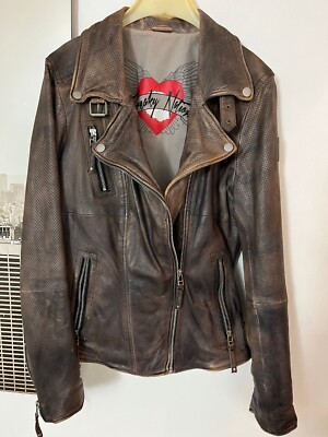 Lederjacke im Bikerstil, Gr. 38 in Farbe taupe vintage. 