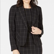 NWT Kasper Women's Windowpane-Plaid One-Button Blazer, Size 6P