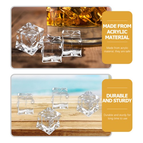 200pcs Fake Ice Cubes Clear Acrylic Ice Cubes Reusable Fake Ice Photography Prop - Picture 4 of 12