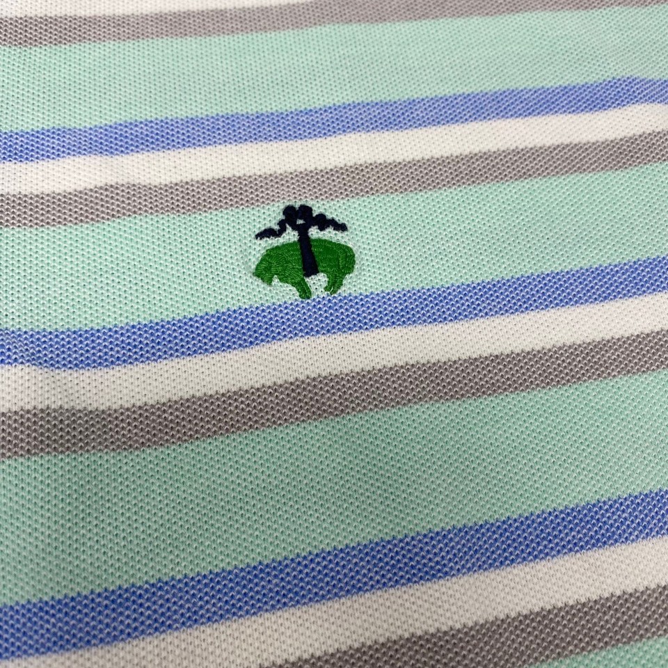 Brooks Brothers XL Mint Green Multicolor Striped Short Sleeve Cotton