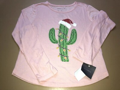 Girls Christmas Saguaro Cactus Shirt NWT Large 10/12 Southwest