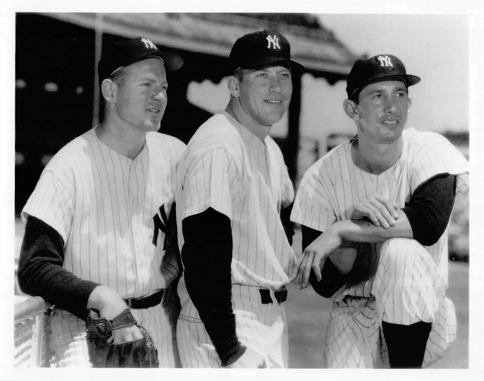 Whitey Ford Mickey Mantle Bill Martin Vintage Yankees 8x10 B&W Photo Print