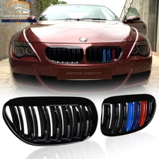 Gloss Black M-Color Front Kidney Grill For BMW E63 M6 645Ci 650i E64 2DR 2004-10