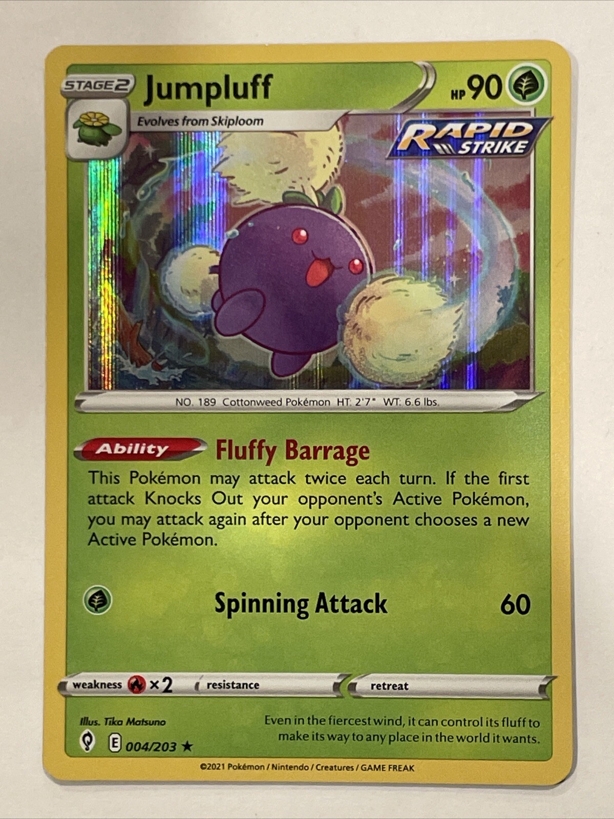 Jumpluff 4/203 Evolving Skies Holo Rare Pokemon Card Pokémon TCG 004