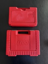Two (2) Vintage 80s Red Lego Storage Box Carrying Cases