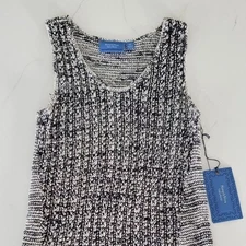 Simply Vera Wang Women's Sweater Top XS Black White Sleeveless Tunic Crochet NEW