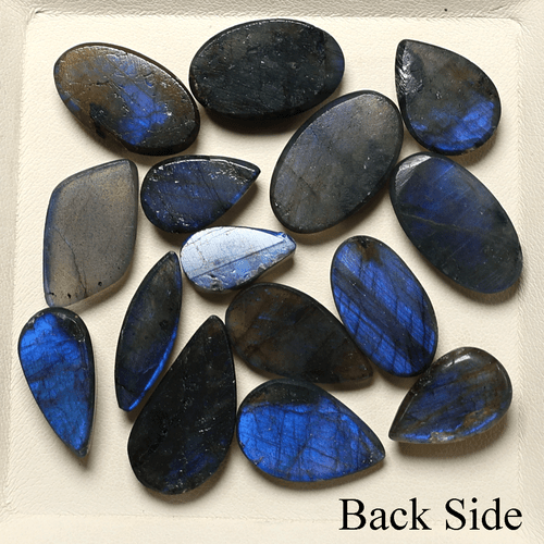 Alchimia della Luce 15 Pezzi Pietre Preziose Cabochon Fuoco Blu Naturale Labradorite ~ 15-24mm - Foto 9 di 12