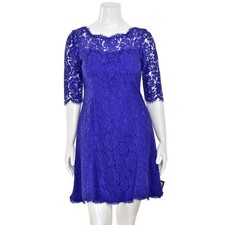 *LOVE THIS!* Eliza J Cobalt Blue Lace Short Sleeve Flared Mini Dress sz 10