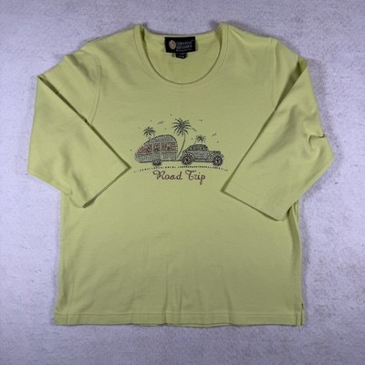 Christine Alexander Swarovski Crystal Road Trip Top Womens Medium Green 3/4
