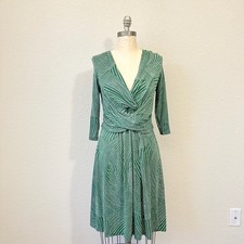 SERAPHINE Maternity Dress Womens Sz 6 Emerald Green Kelly Geo Dot Twist Front