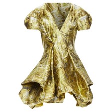 Alexander Mcqueen Angels Demons Medieval Jacquard Dress Women Gold Size 38