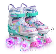 SIZE 13C-3Y Adjustable Light up Roller Skates for Girls Boys for Youth Large