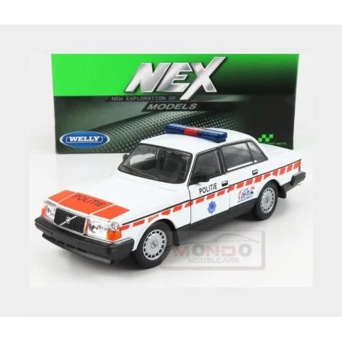 1:24 WELLY Volvo 240 Gl Politie Dutch Police 1986 White Orange WE24102RS-W - Immagine 2 di 2