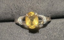 Elegant Citrine S925 Silver Ring Size 7.5