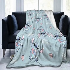 Cute Stitch Heart Love Blankets Cartoon Flannel Throw Blanket Home Couch