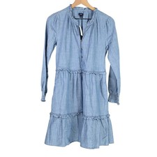 J. Crew Chambray Ruffle Mini Dress, size 2, NWT