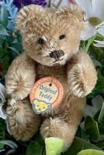 VINTAGE Miniature Steiff Mohair Teddy Baby Bear Caramel 3  W/ Chest tag  Button