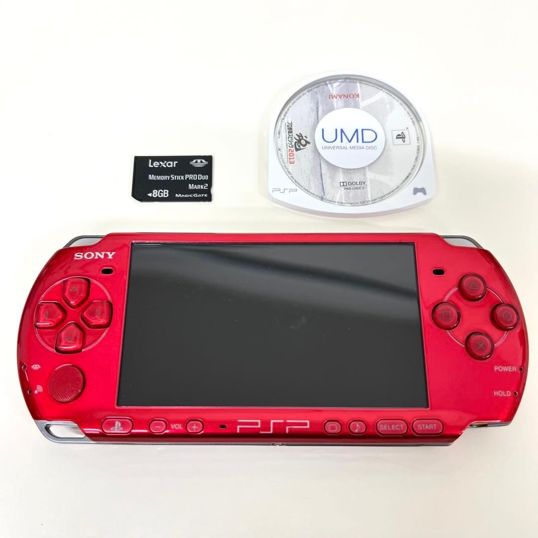 SONY PSP-3000 Red Console Tested Working With Pro Yakyu Spirits 2013&8GB Memory