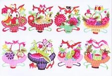 Paper Cuts Basket Flower Set 8 colorful small pieces Zhou 10 packets Lot
