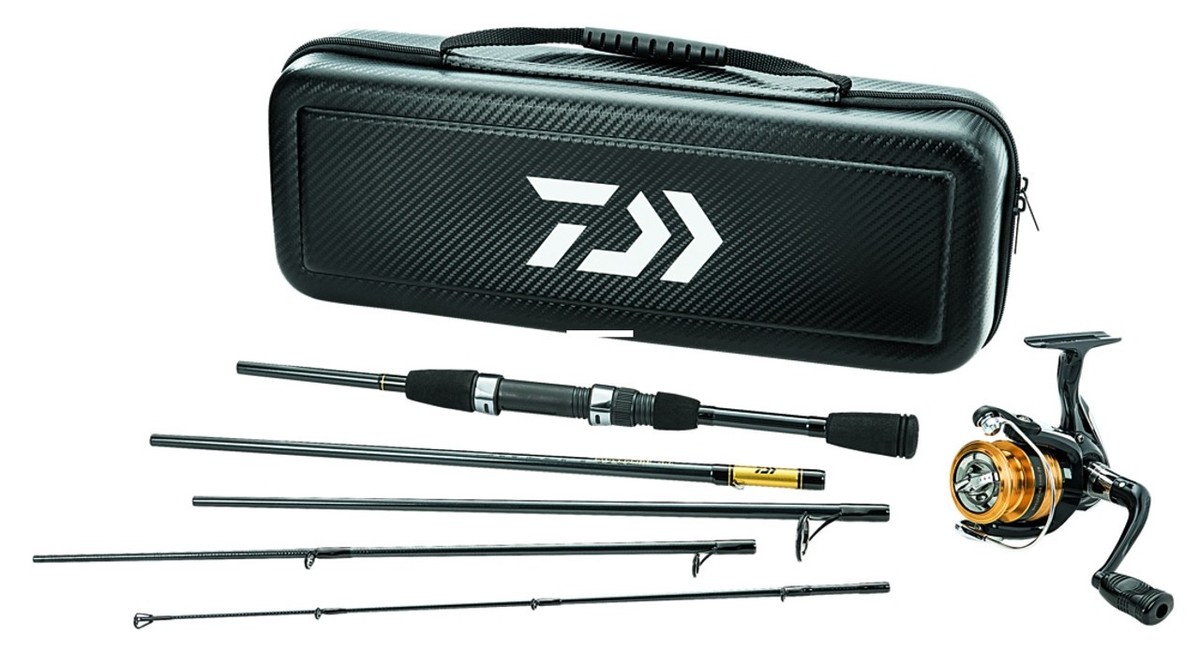 Daiwa CARBON WHISPER PROSWING 30号400 Daiwa Carbon Case Travel 5pc Rod, Pre-Mounted Spinning Combo