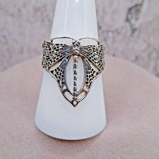 Sterling Silver Dragonfly Ring Size 5.75 Filgree Gothic Art Noveau Style