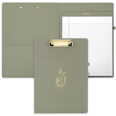 Aesthetic Clipboard Folio with Refillable Lined Notepad & Interior Pocket   C...