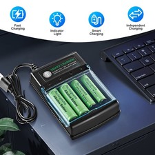 4-Slot USB Smart Battery Charger for AA AAA Alkaline Rechargeable Batteries