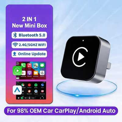 2in1 Wireless Carplay Android Auto Adapter USB Car Dongle Connect Box Plug&Play