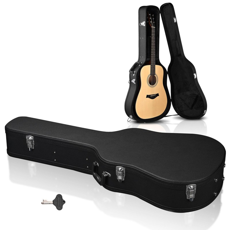 Acoustic Guitar Hard Case Wooden Hard Shell Carrying Case Lockable
