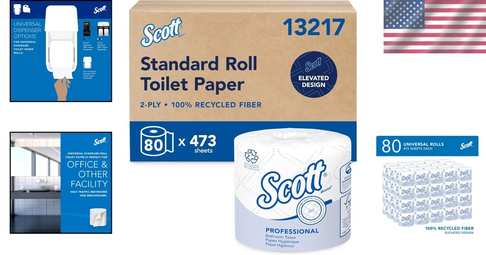 Papel higiénico de fibra reciclada de 2 capas de grado comercial, 80 rollos Foto 2 de 4