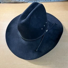 STETSON XXXX 4X Beaver Carson Felt Black Western Leather Band Cowboy Hat 