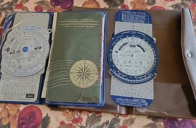 (2) Sanderson SC3A & E6-B2 Flight Computer Airlearn 1971 Aero Products Research