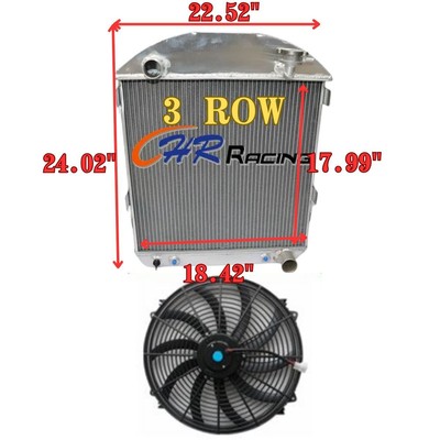 Aluminum Radiator+FAN For Ford Model T Bucket Chevy Engine 1917-1927 1925 1926
