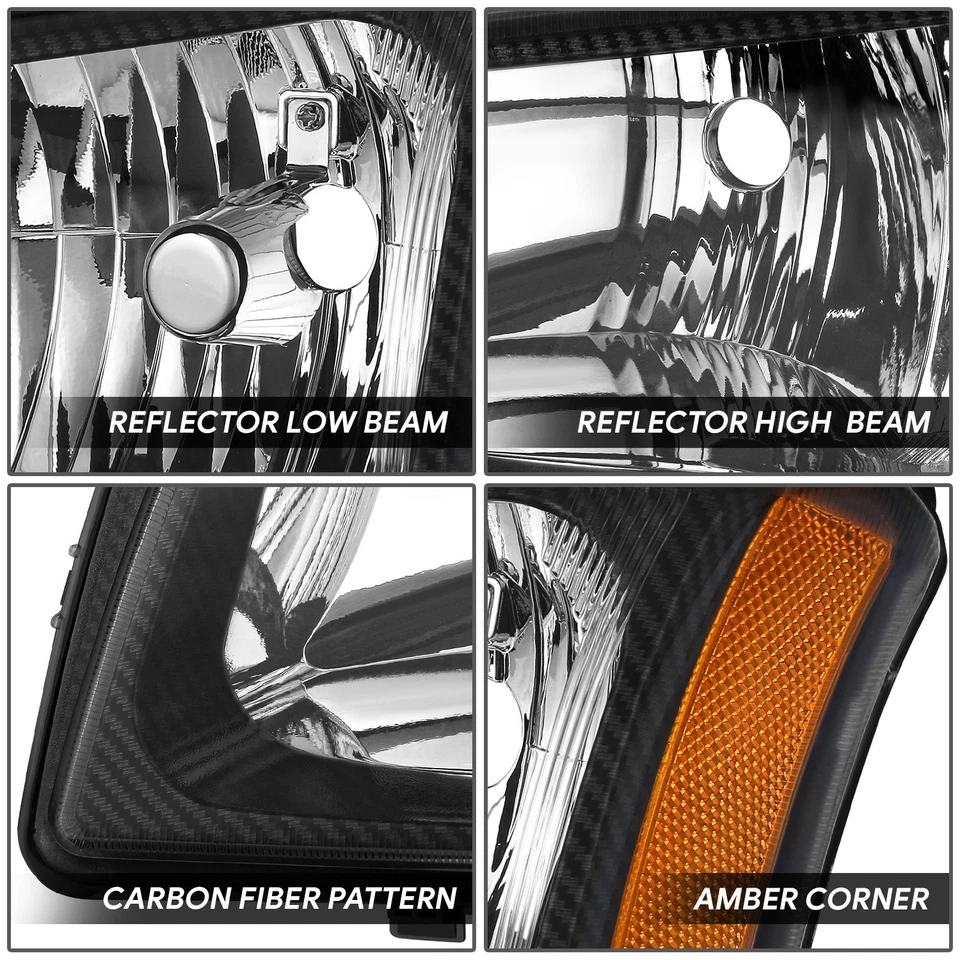 Conjunto de faros con patrón de fibra de carbono Fit 03-07 Chevy Avalanche Silverado Foto 3 de 4