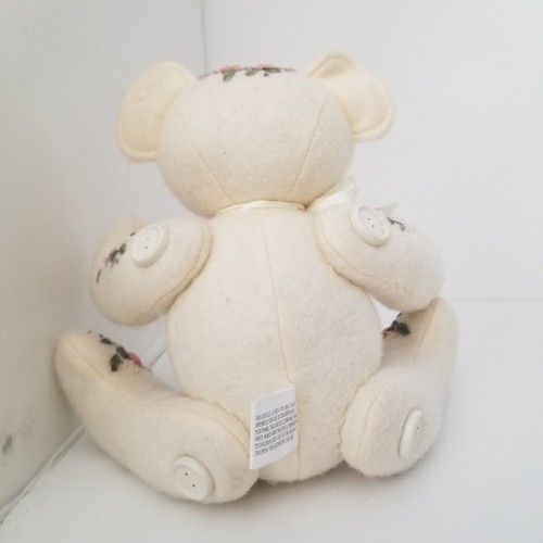 Floral Embroidered Plush Cream Felt Bear Button Joints Collector’s Tag 1999 - Picture 9 of 13