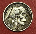 HOBO Buffalo Nickel Indian Skull Made from a Real US Buffalo Nickel