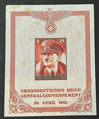 Travelstamps: 1945 Germany Poland Gen. Gov’t Reproduction S/S  - Mint MNH OG - Image 1 of 4
