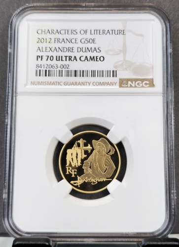 2012 FRANCE GOLD 50 EURO THE THREE MUSKETEERS NGC PF 70 ULTRA CAMEO 263 MINTED