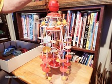 NICE VINTAGE CELLULOID PLASTIC WIND UP 17" MERRY-GO-ROUND WHIRLIGIG