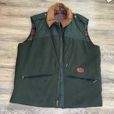 VTG Woolrich hunter green wool flannel barn vest thermolite USA men’s size XL