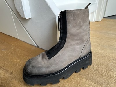 THEA MIKA Boots Stiefeletten 40 Plateau Schwarz Grau Leder