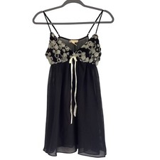 Vintage Flora Nikrooz Floral Sheer Babydoll Coquette Slip Dress Chemise Nightie