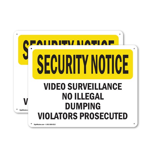 (2 Pack) Video Surveillance No Illegal Dumping Violators OSHA Security Sign - Imagen 1 de 22