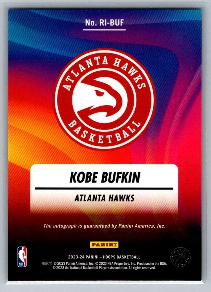 2023-24 Panini NBA Hoops - Rookie Ink #RI-BUF Kobe Bufkin (AU, RC) - Image 2 of 2